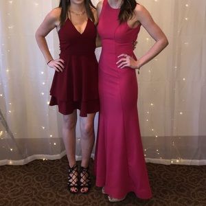 Long Pink Ruffle Dress